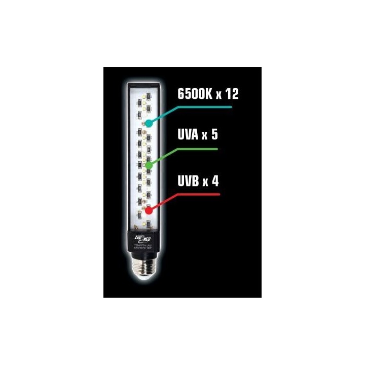 Ampoule LED UVB-UVA ReptiSun UVB 9W FS-LUVE zoomed pour reptile tortues lézards (4246),nouvelle Ampoule LED UVB-UVA ReptiSun UVB