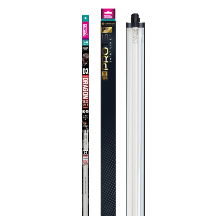 rampe uv lumenize pro t5 uvb kit, d3+ dragon, 14% uv-b puissance:24w de arcadia r2200065 (3211),rampe uv lumenize pro t5 uvb kit