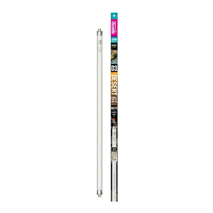 Tube T5 UVB ARCADIA D3+ Desert 12.0  (12% d'UVB)puissance - taille:56cm   -   24WR2100430