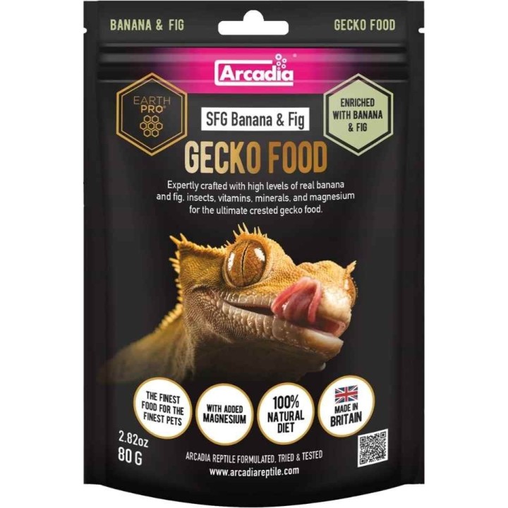 Nourriture en poudre pour gecko à crête Arcadia Gecko food Banane et figueConditionnement:80gR9100115