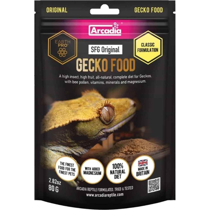 Nourriture en poudre pour gecko à crête Arcadia Gecko food SFG originalConditionnement:80gR9100125