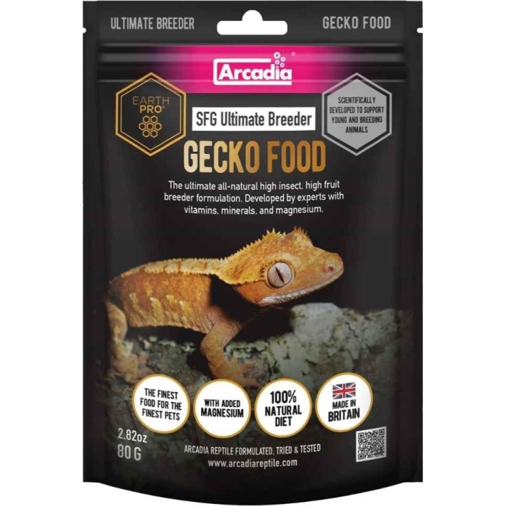 Nourriture en poudre pour gecko à crête Arcadia Gecko food Ultimate breederConditionnement:80gR9100135