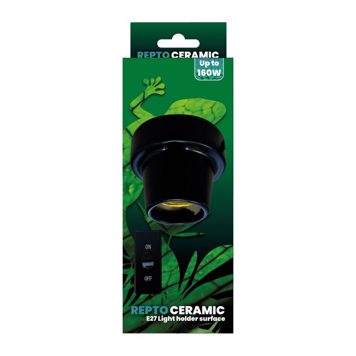 Douille céramique E27 droite Repto - accessoire d'eclairage pour terrarium, vue de face de l'emballage