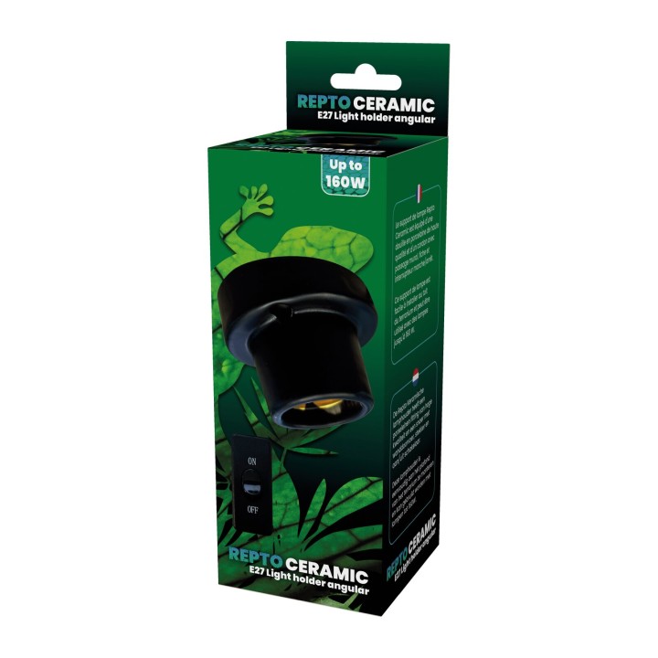 Douille céramique E27 inclinée Repto - accessoire d'eclairage pour terrarium, vue 3D de l'emballage