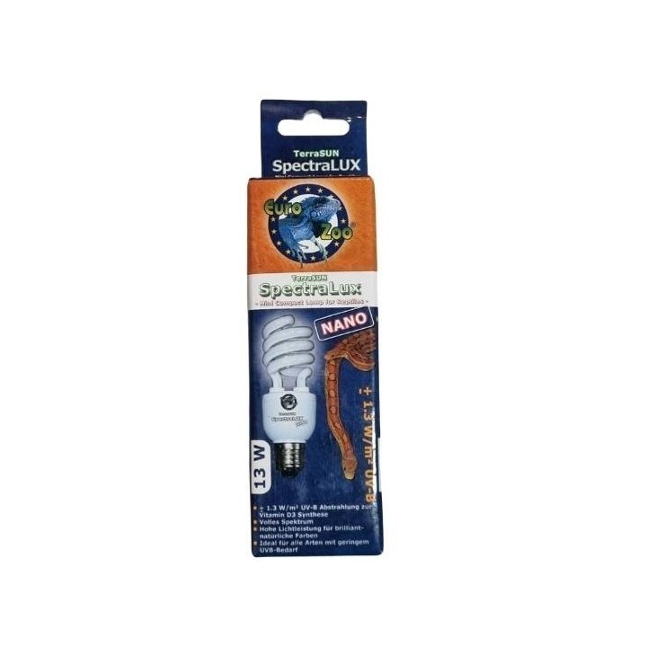 ampoule eco uva-uvb spectralux 5.0 - 13 watt pour reptile tropicaux de euro-zoo l106061 (3737)