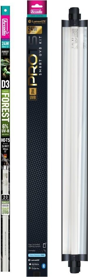 Kit complet LumenIZE ProT5 SMART UVB KIT D3 Forest 6% 24W Arcadia — tube T5, packaging LumenIZE et rampe ProT5